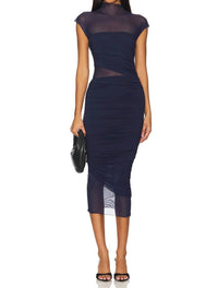 Ser.O.Ya - Tabitha Mesh Ruched Midi Dress