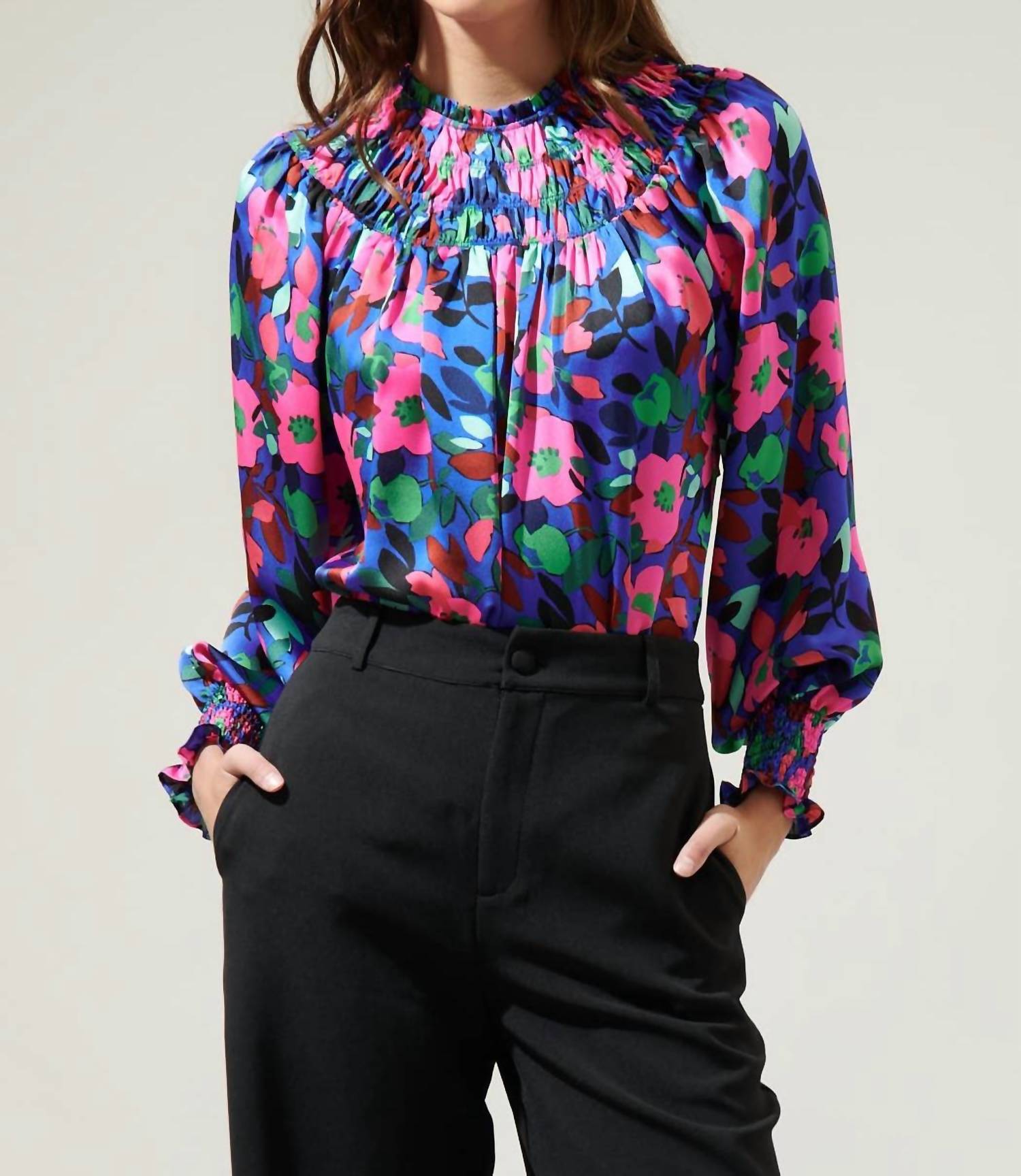 Sugarlips - Vivi Bonsoir Smocked Raglan Sleeve Blouse