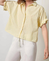 Lilla P - Striped Oversized Button Down Dolman Shirt