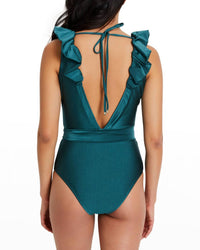 Plunge Ruffle One-Piece Swimsuit
