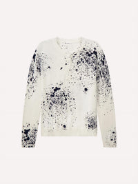 Minnie Rose - Supima Cotton Cashmere Paint Splatter Henley Sweater