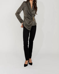 Frank Lyman - Metallic Ruched Knit Top