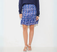 Suncoo Fancy Graphic Print Mini Skirt in blue multi - women's skirt