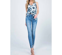 Special A - Mid Rise Raw Hem Skinny Jeans