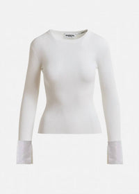 Essentiel Antwerp - Rib-knitted Sweater With Rhinestone Embellished Cuffs