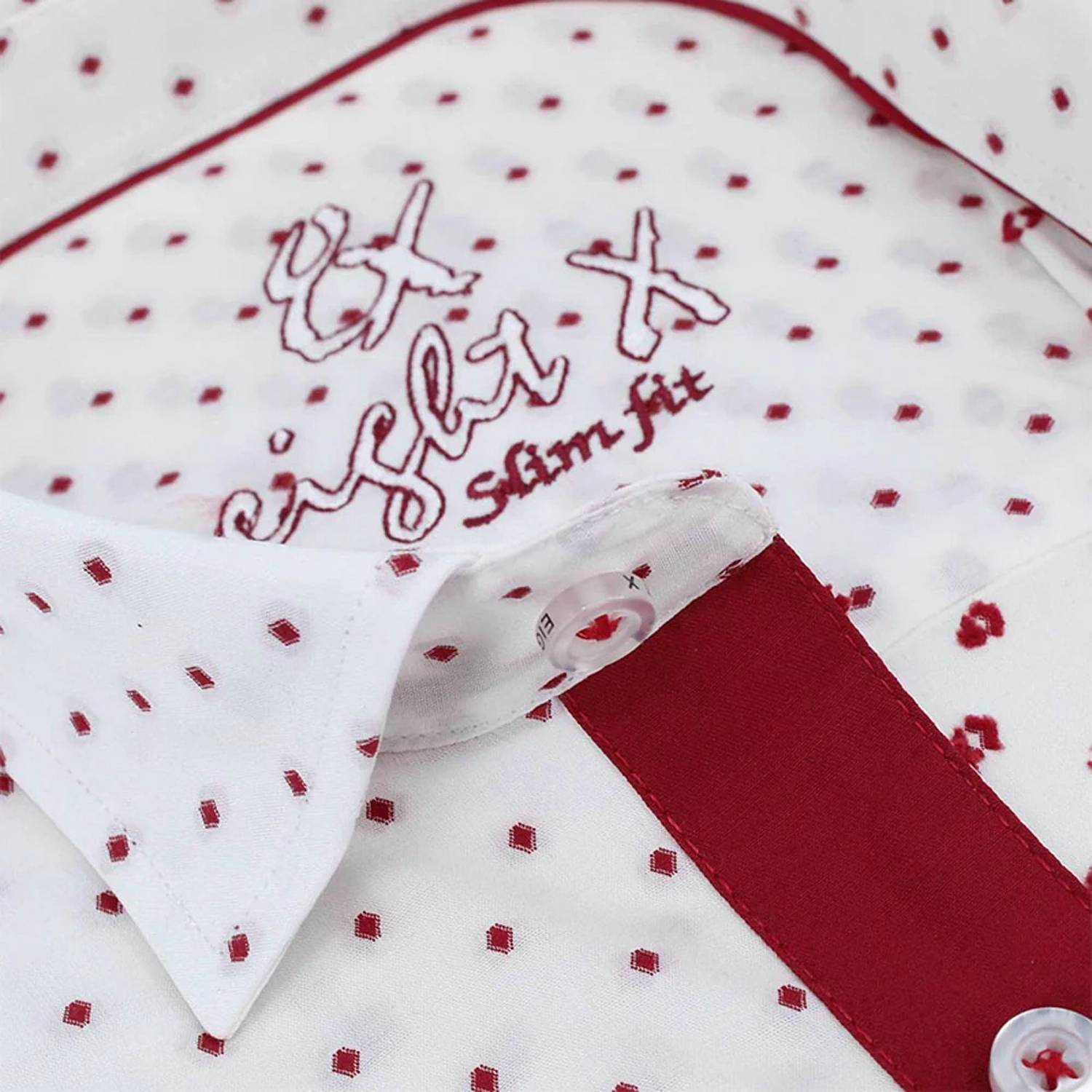 Eight X - Bordeaux Polka Dot Button Down Fil Coupe Shirt