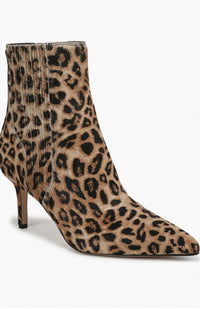 Veronica Beard Women's Lisa Genuine Calf Hair Heel Bootie in leopard - women's shoe - detail view