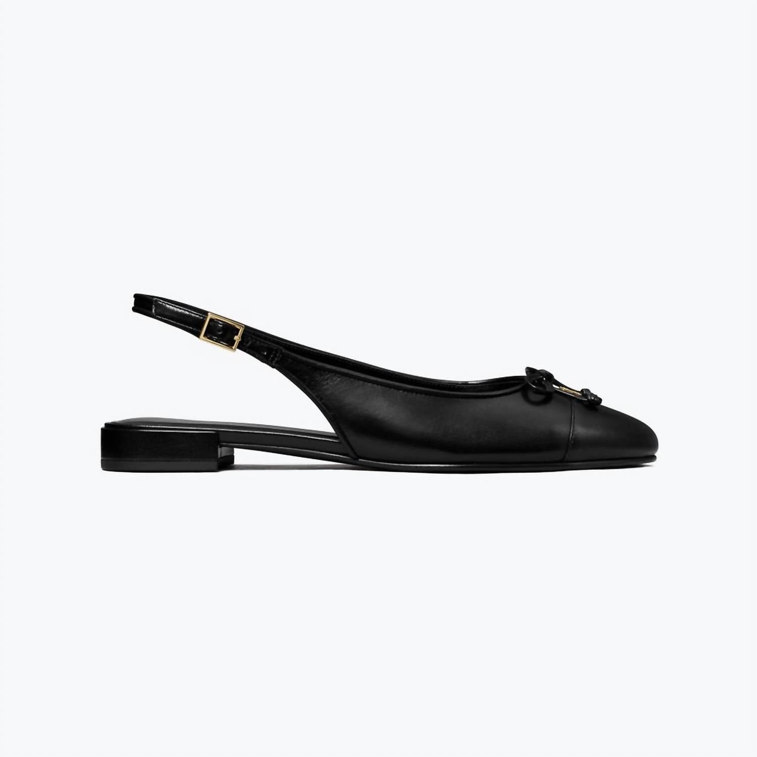 TORY BURCH Women's Cap Toe Slingback Ballet Flats in perfect black - women's flats - detail view