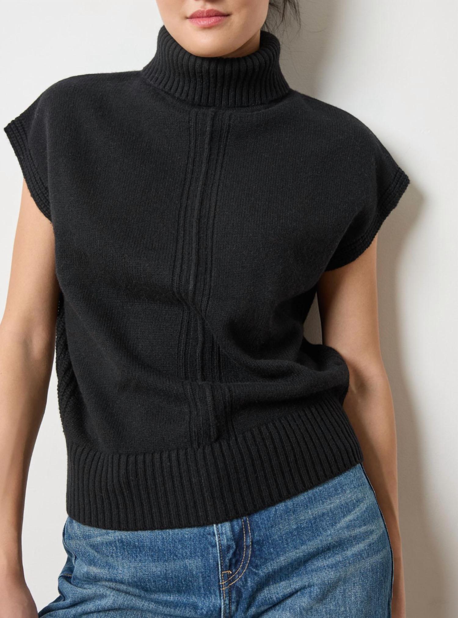 Lilla P Turtleneck Wedge Sweater in black 2 - women's sweater
