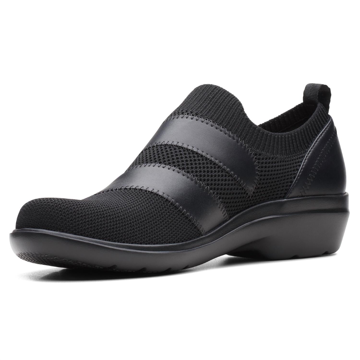 Clarks Women's Sashlyn Edge Loafer in black knit - women's flats - view 4