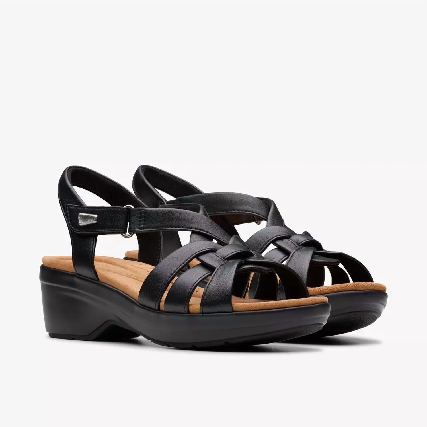 Clarks Women's Tuleah Cross Sandal in black leather - women's sandal