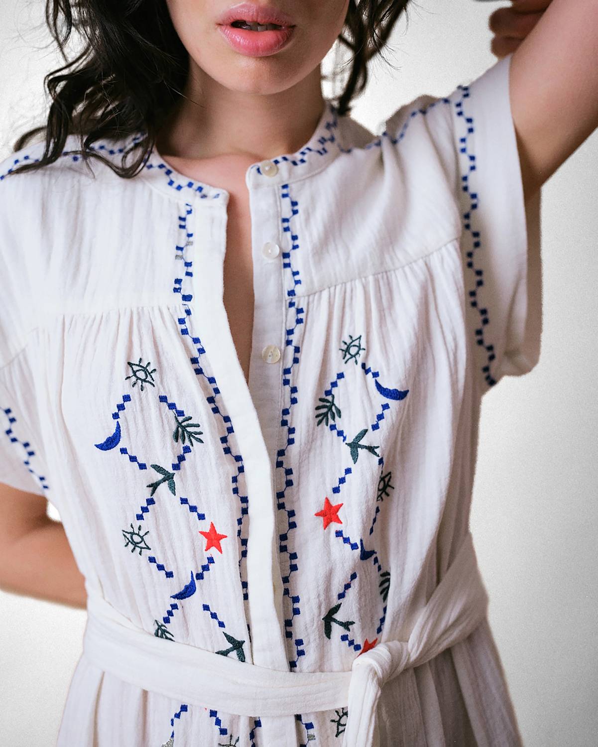 Cape Cove - Coves Cap Sleeve Embroidered Dress
