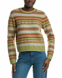 DESIGN HISTORY fair isle sweater in airstream and green - women's sweater