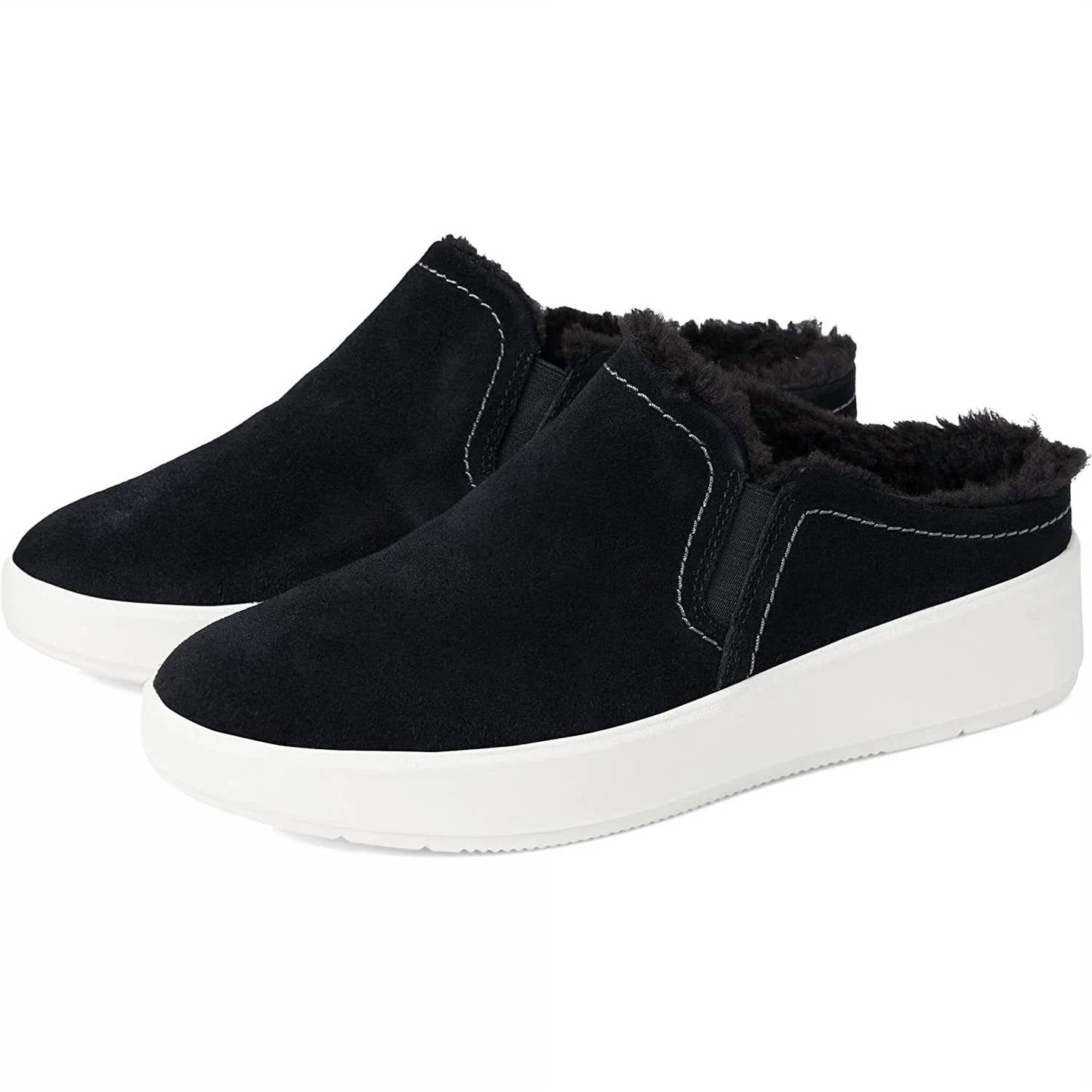 Clarks Women's Layton Gem Slip-on Shoe in black suede - women's flats