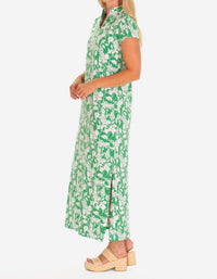 Duffield Lane Gaia Maxi Dress in green garden - women's dress - detail view
