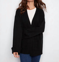Charlie B - LONG SLEEVE PATCH POCKETS CARDIGAN