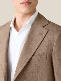 Luca Faloni Men’s Linen Blazer in brown - men's jacket - alternate view