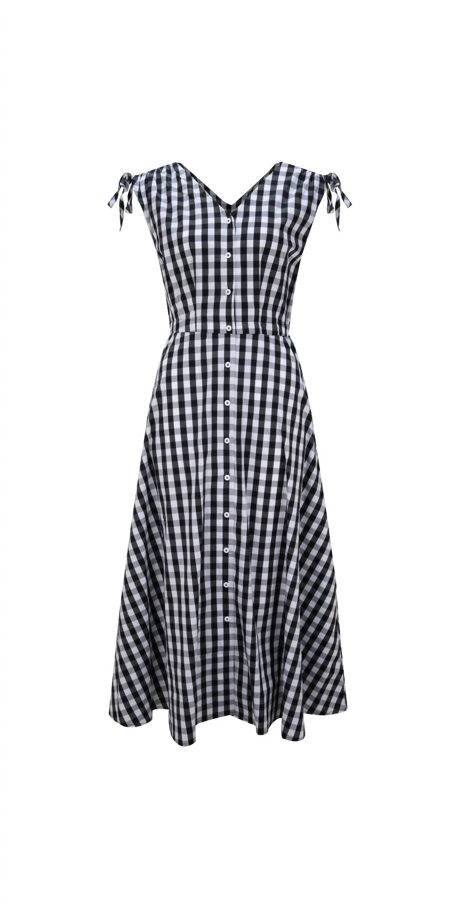 FOIL Flip It Sun Sleeveless Dress in black check - women's dress - view 4