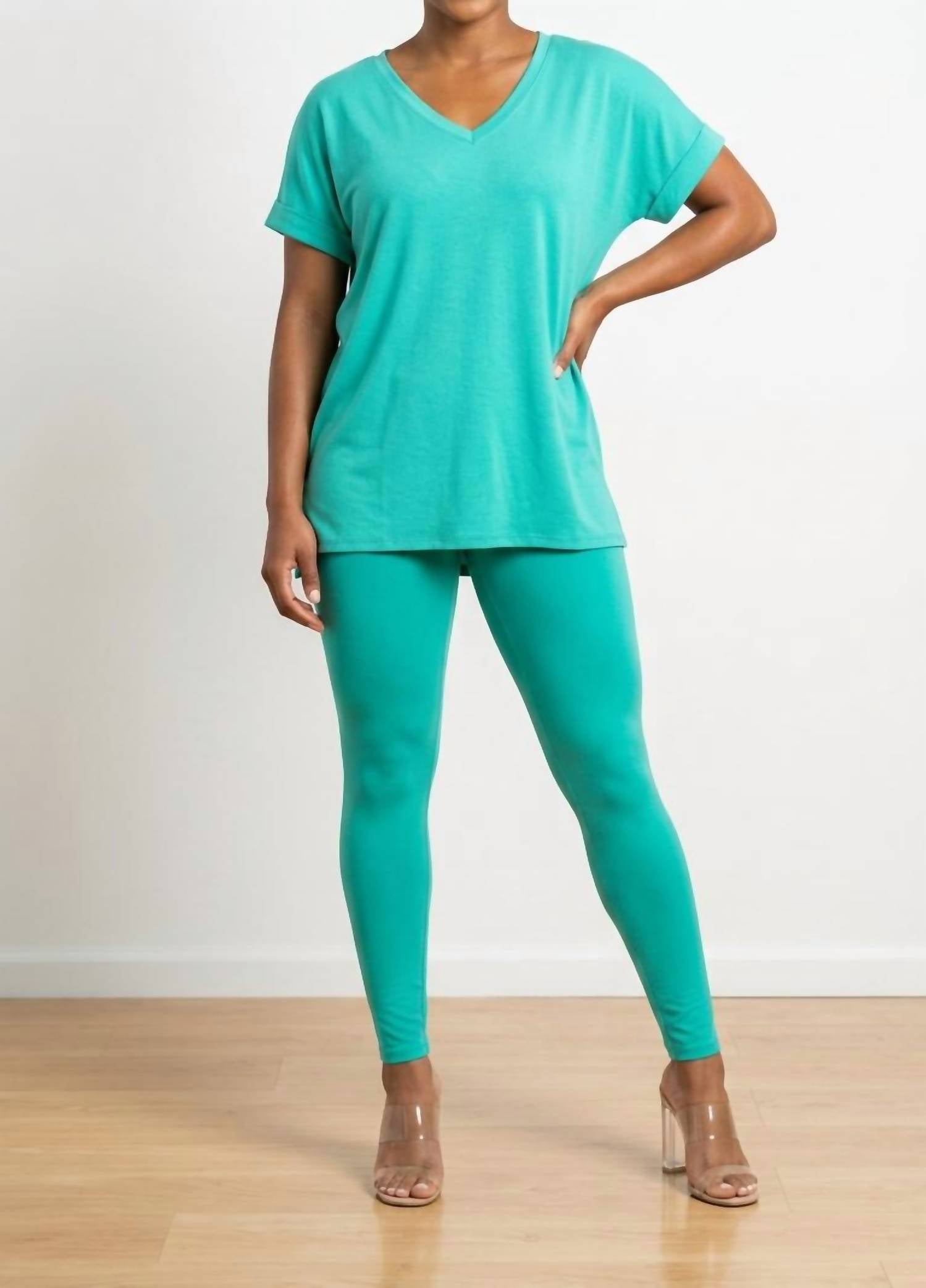 ZENANA SuperSoft Short Sleeves Matching Set in turquoise 1 - women's sleepwear