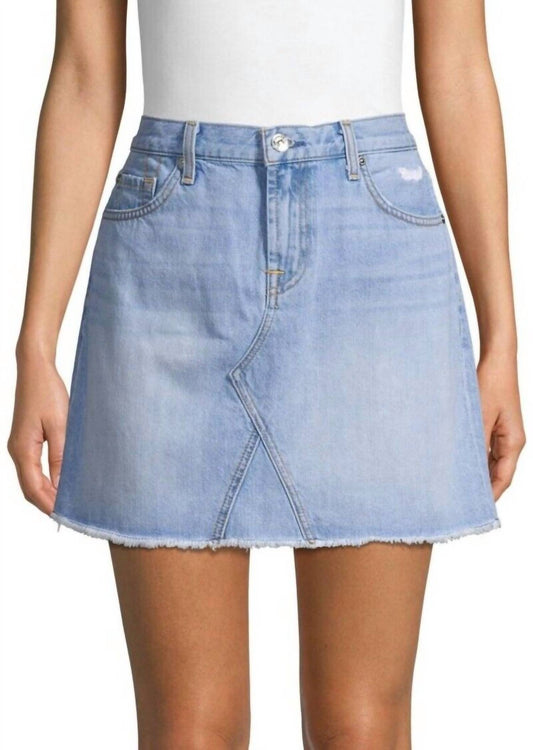 7 For All Mankind - Denim Frayed Hem Santa Cruz Mini Skirt