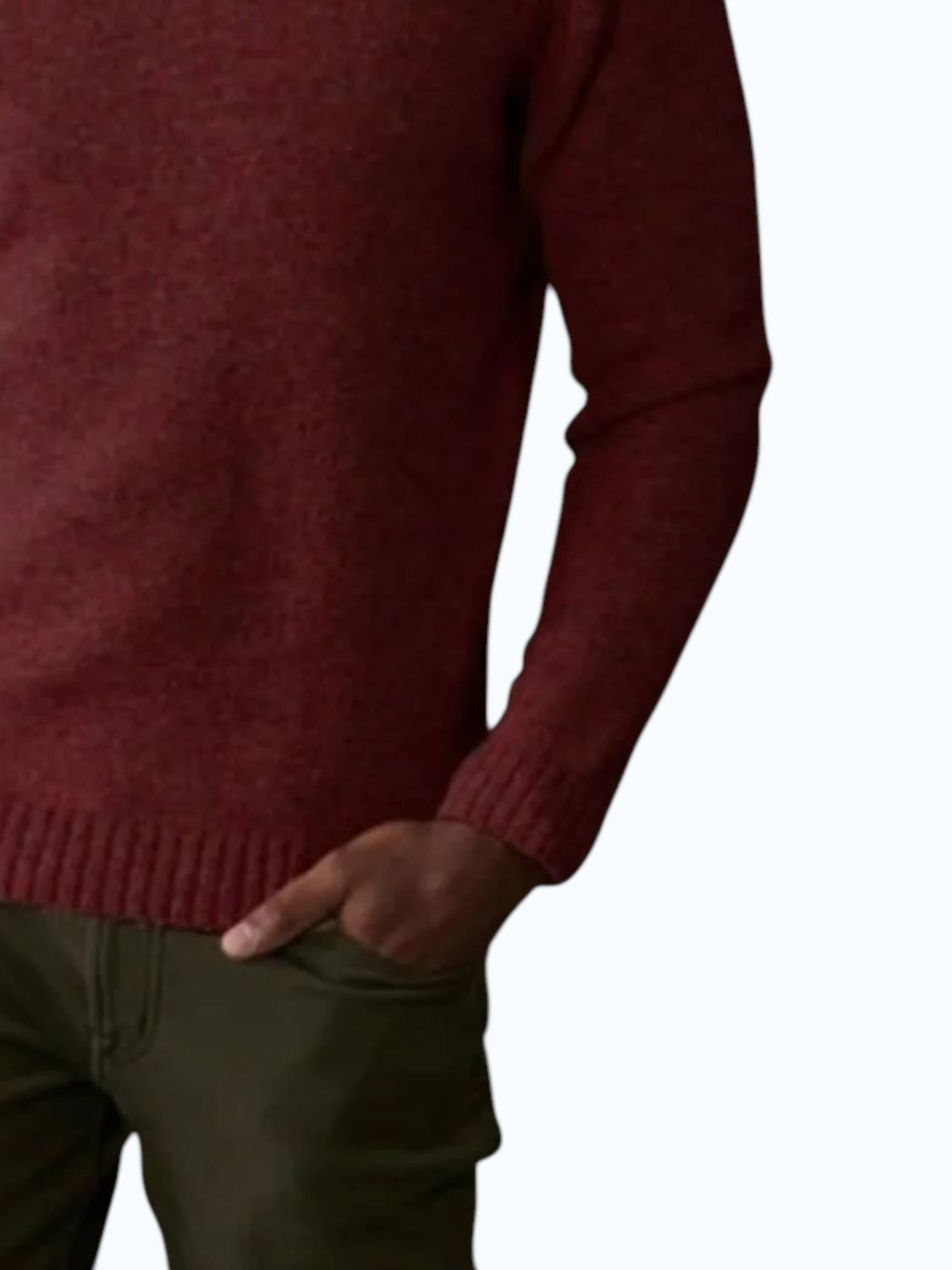 The Normal Brand Homebound Crewneck Sweater in redwood - men's sweater - detail view