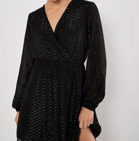 APRICOT Chevron Jacquard Wrap Dress in black - women's dress - alternate view