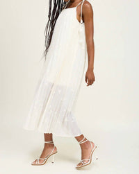 En Saison Sadie Pleated Embroidered Maxi Dress in white - women's dress - alternate view