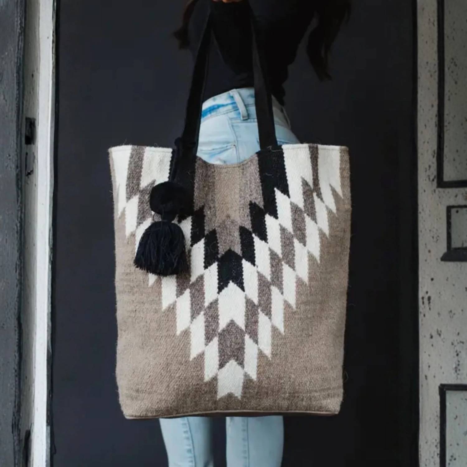 Panache Apparel - Pom Tassel Cotton Tote