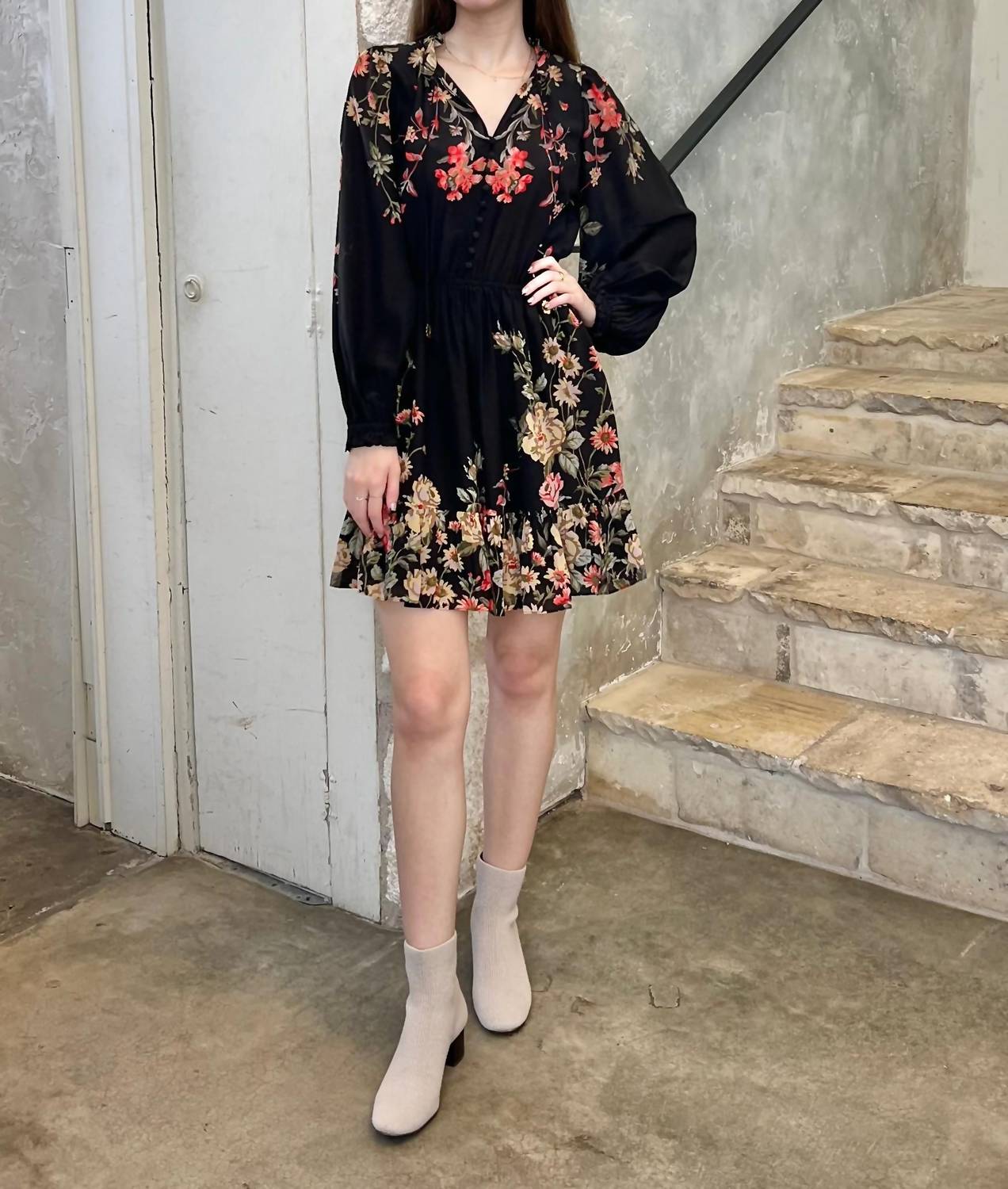 Sea - Jolie Floral Print Long Sleeve Mini Dress