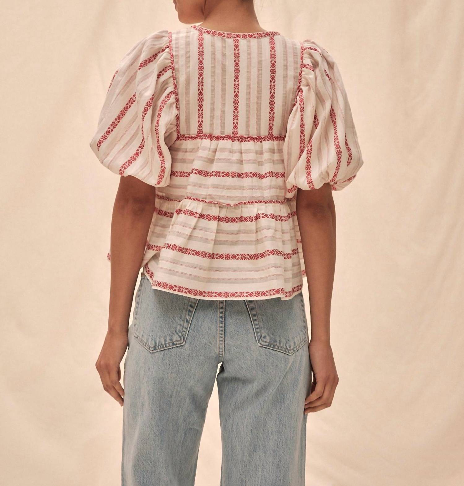 Saylor - Fernanda Puff Sleeves Stripe Top