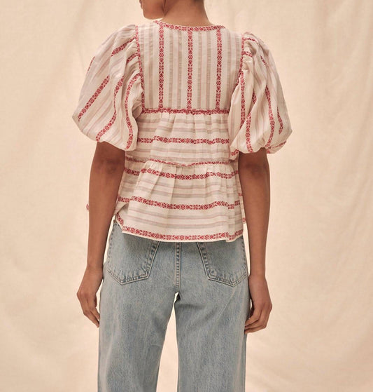 Saylor - Fernanda Puff Sleeves Stripe Top