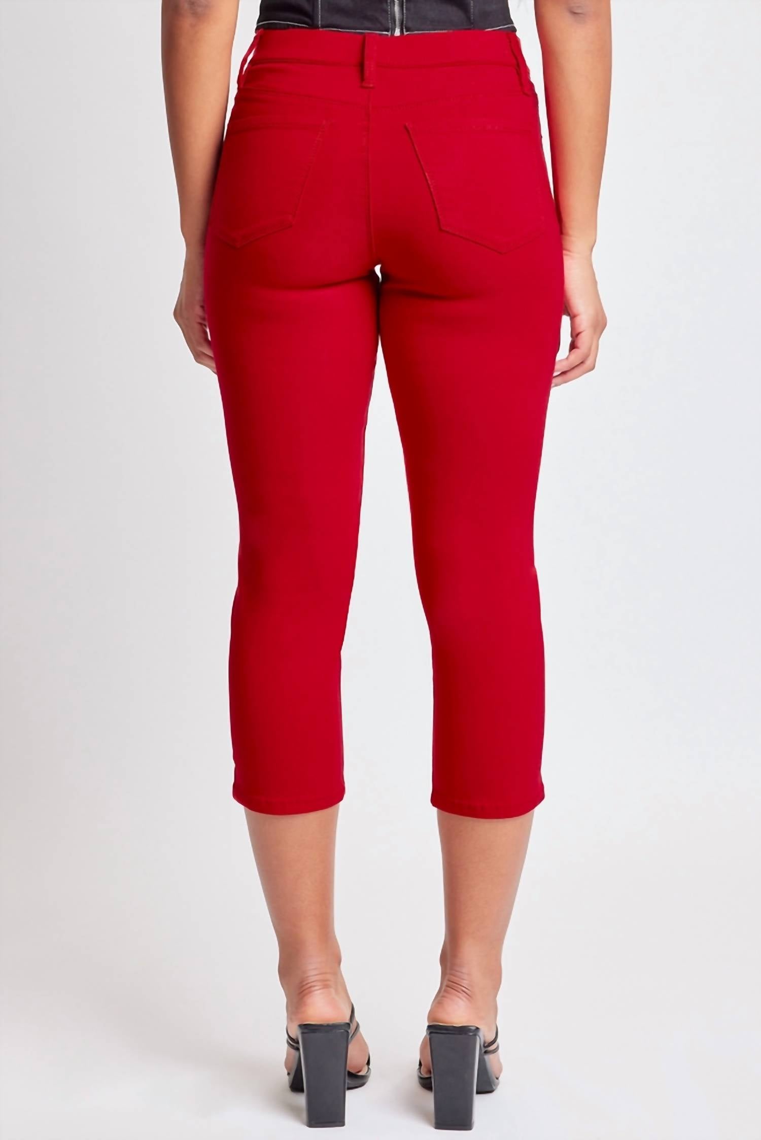 Ymi - Hyperstretch Pull On Capri With Side Slit