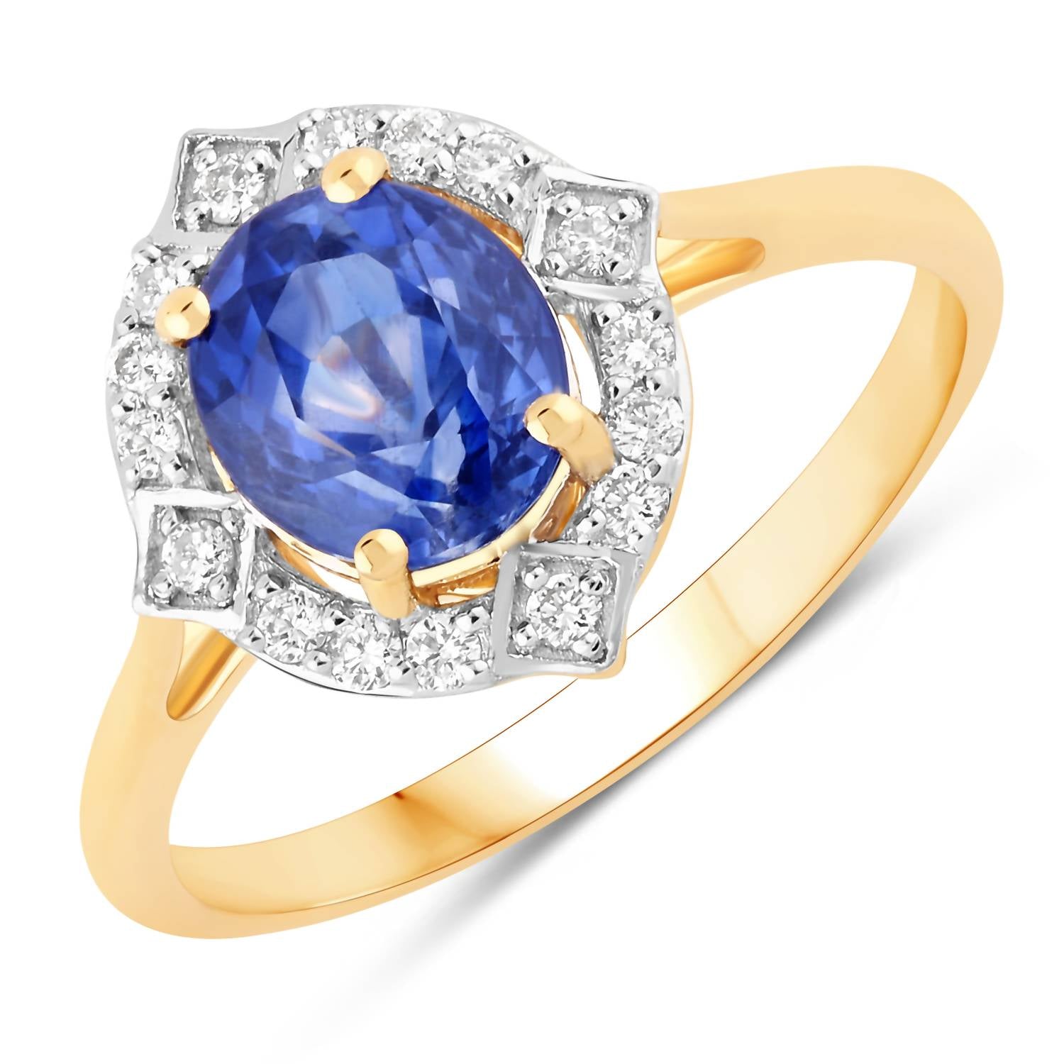 Diana M Jewels Women's Oval Natural Sapphire Fashion Ring (2.16 Ct) - Classic Plus in 18k yellow gold - women's jewelry