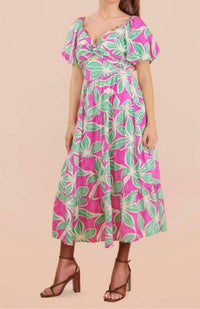 Very J - Women's Kate Floral Puff Sleeve Cutout Midi Dress