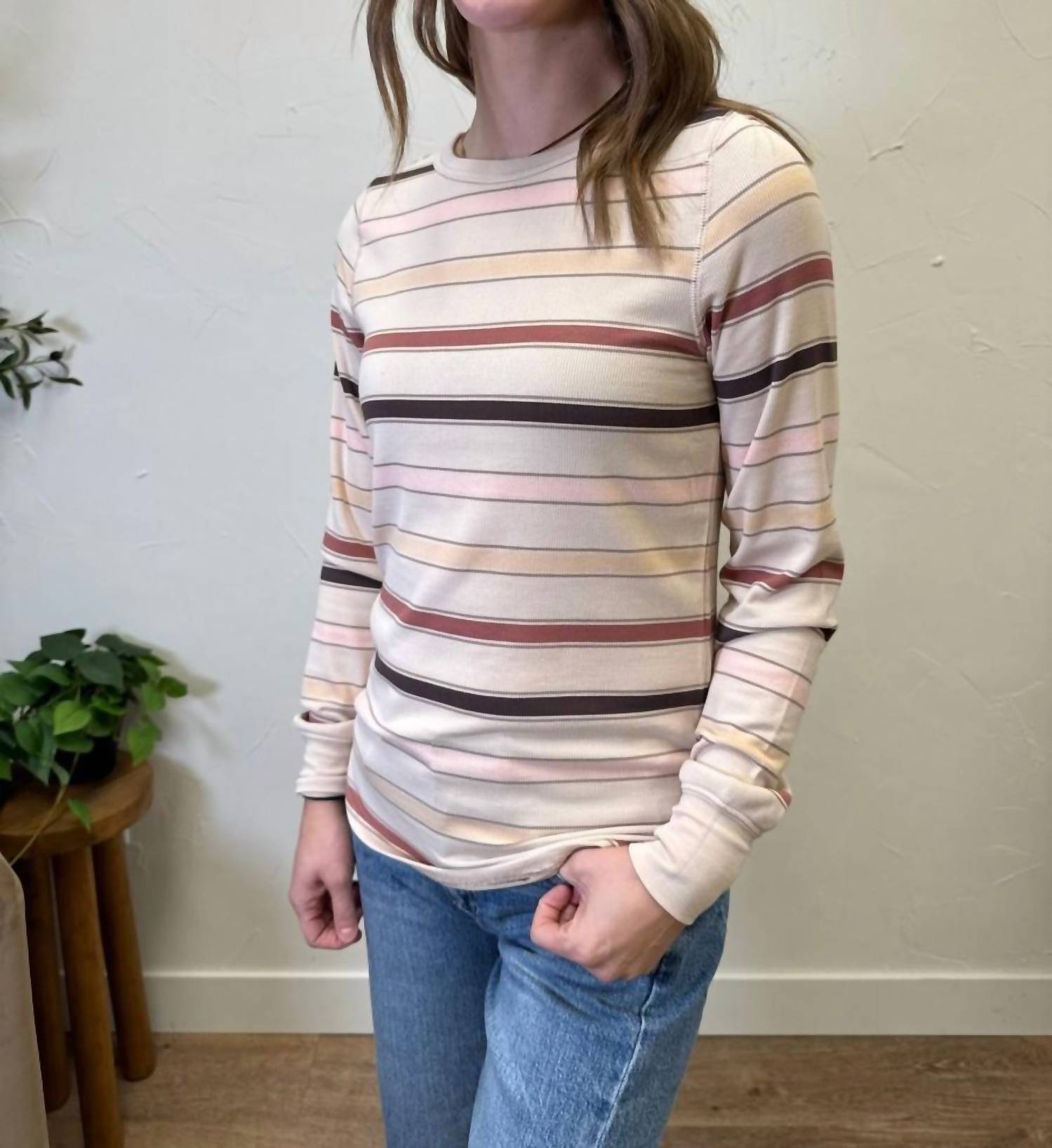Thread & Supply Stacy Solid Everyday Top in autumn stripe - women's long sleeve top - view 6