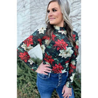 Sterling Kreek - Meet Me Under The Poinsettia Mesh Top