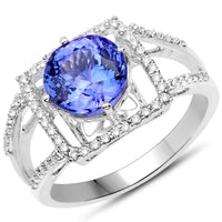 Diana M Jewels Women's Round Natural Tanzanite Fashion Ring (3.26 Ct) - Signature Plus in 14k white gold - women's jewelry - detail view
