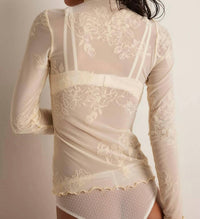 Free People - Women's You Decide Flocked Mesh Mock Top