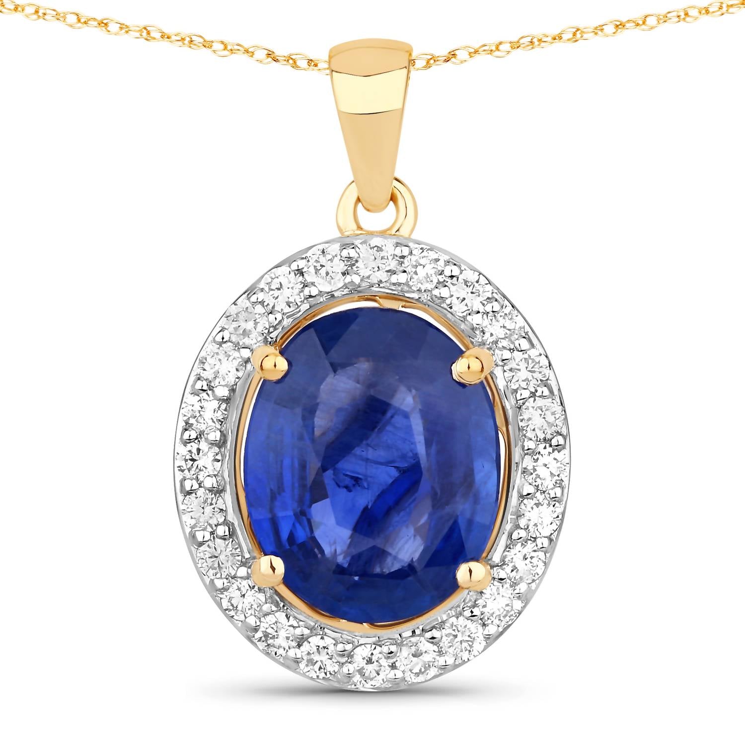 Diana M Jewels Women's Oval Natural Sapphire Pendant Necklace (3.49 Ct) - Signature Plus in 18k yellow gold - women's jewelry