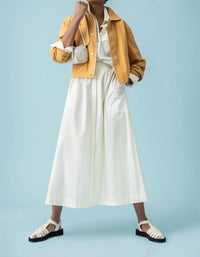 Lilla P - Poplin Button Front Midi Skirt