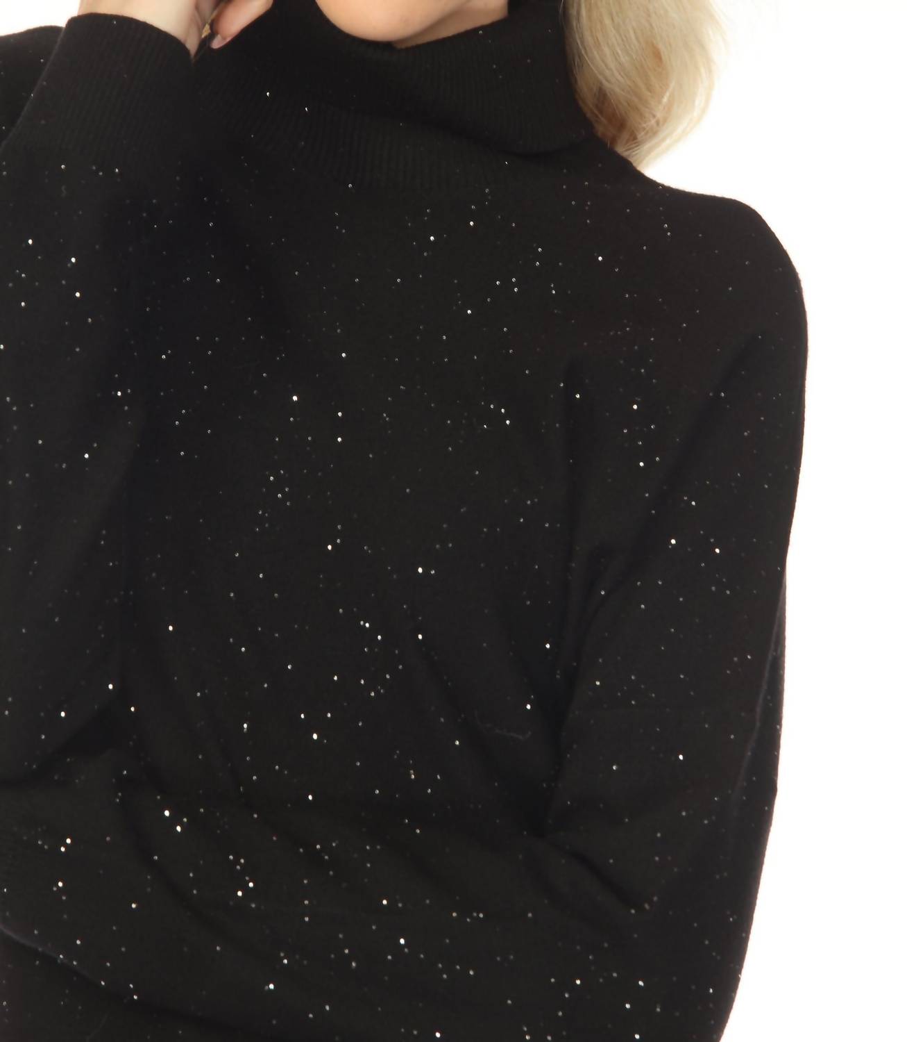 Joseph Ribkoff - Sequined Turtleneck Midi Sweater Dress