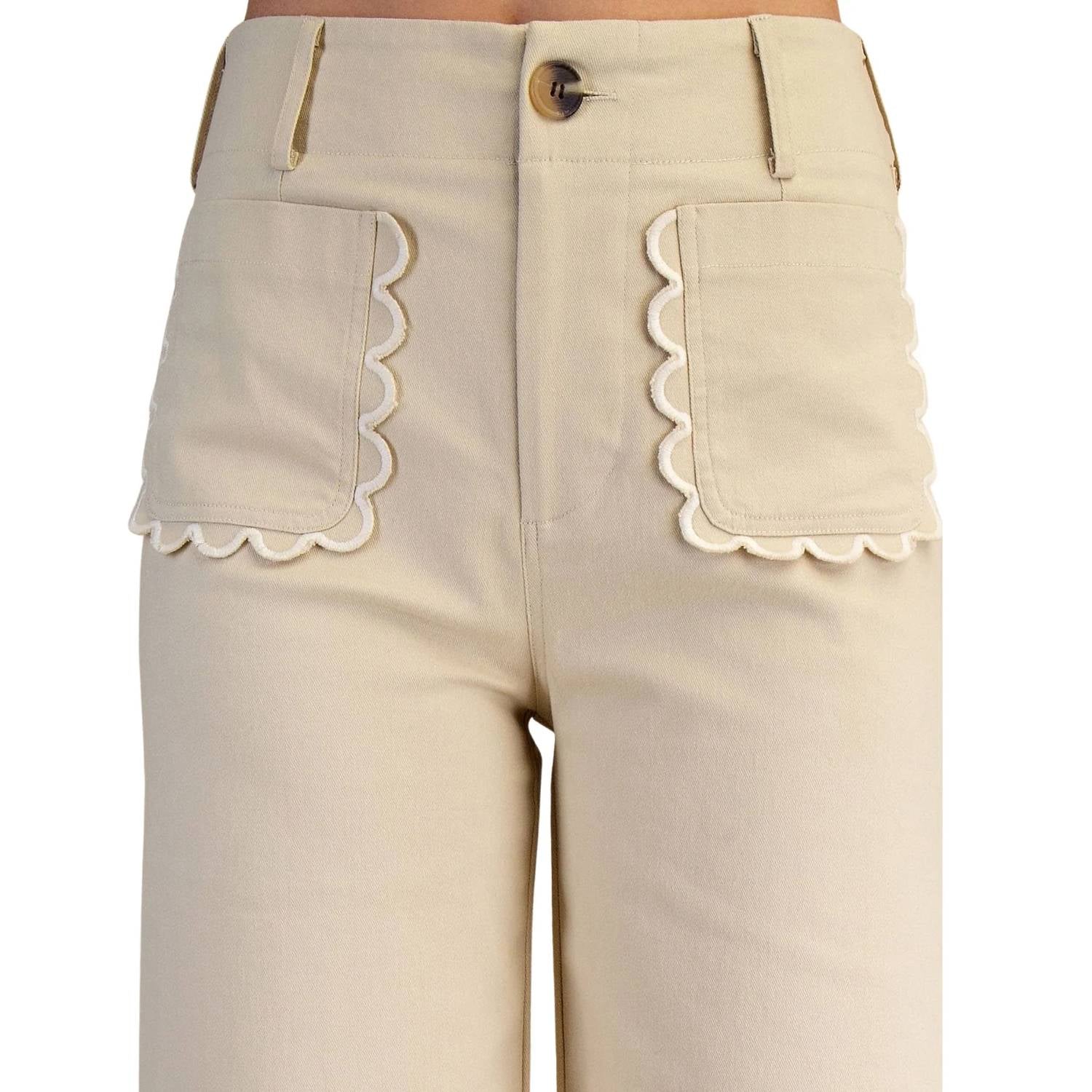 Glam - Women's Leg Scallop Pocket Pants