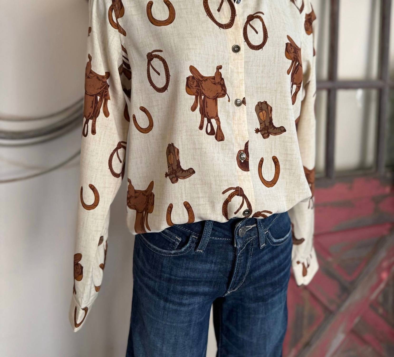 ARIAT Homestyle Button Up Shirt in rodeo spur print - women's shirt - view 6