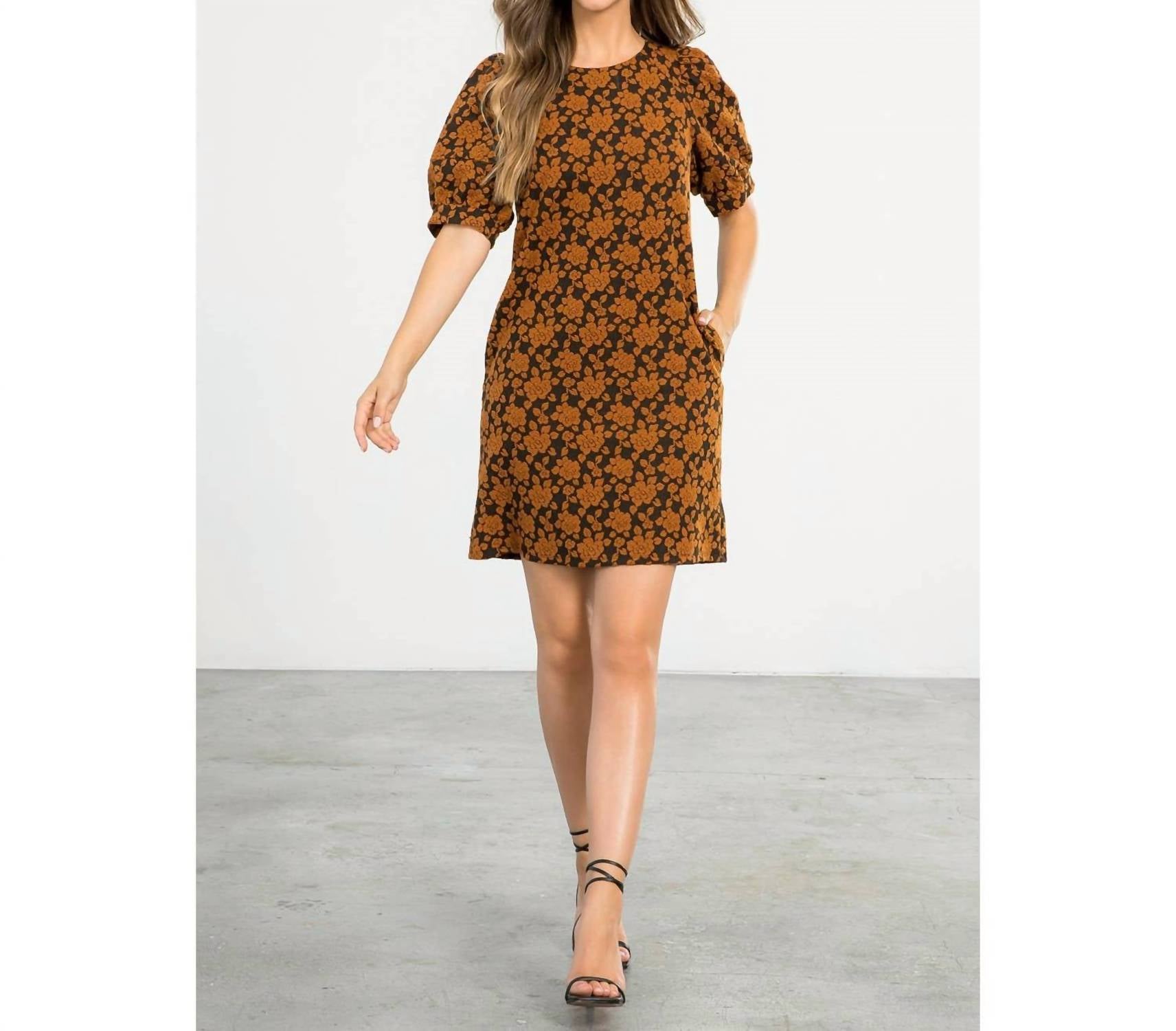 Thml - Textured Dress With Puff Sleeves
