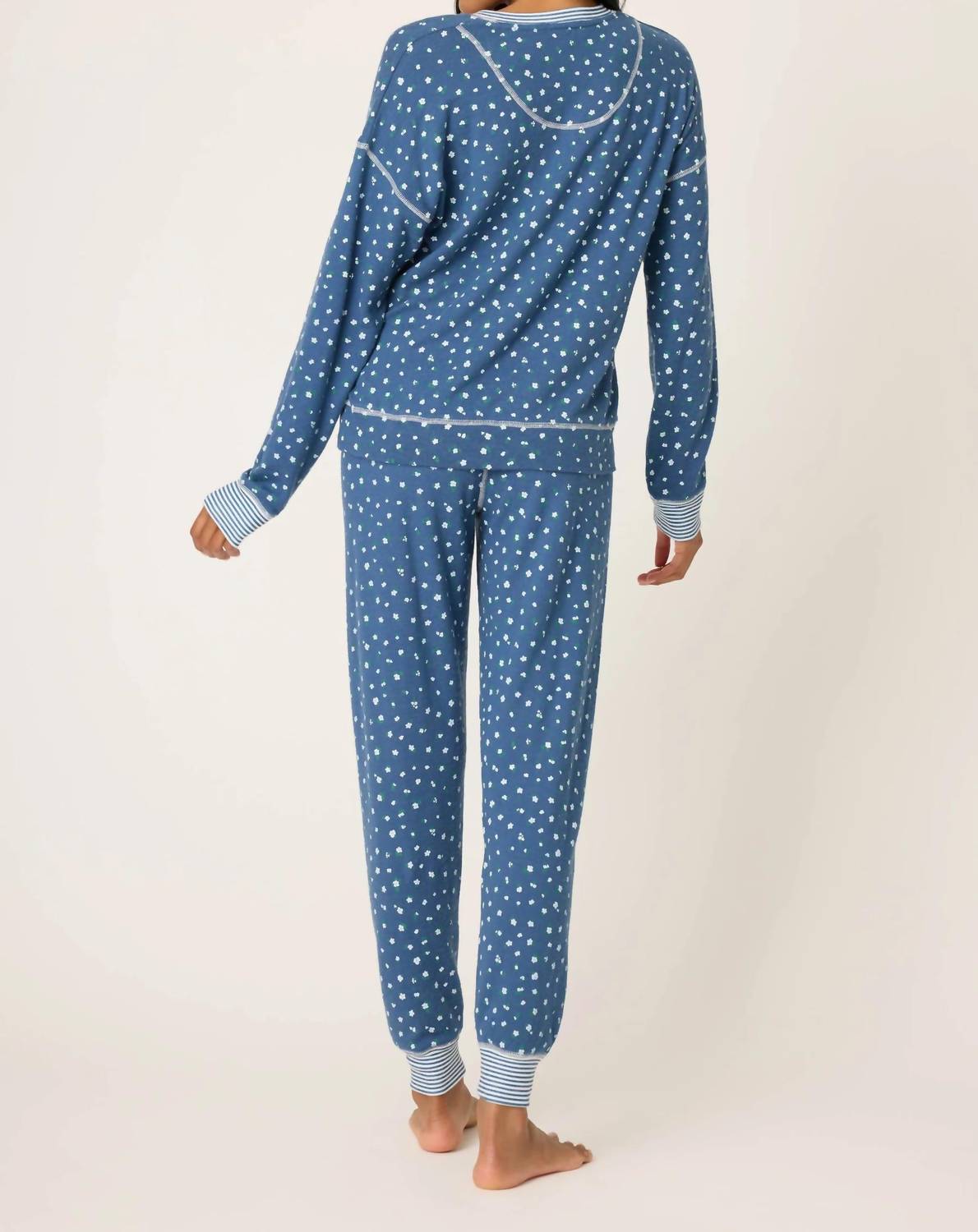 PJ Salvage Cozy Life Lounge Set in blue - women's sleepwear - detail view