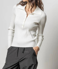 Lilla P - Polo Collar Henley Sweater