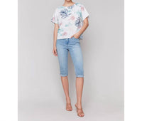 Charlie B - Printed Linen Dolman Top