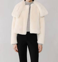 SOIA&KYO Kendell Faux Fur Jacket in powder - women's jacket - detail view