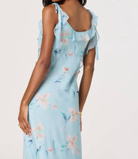 ASTR Women's Nissa Midi Dress in blue floral - women's dress - alternate view