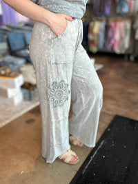 J. Her - Mineral Washed Doily Detail Wide Leg Pants